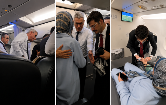 Uçakta fenalaşan yolcuya Sağlık Bakanı Memişoğlu'nun ekibi müdahale etti