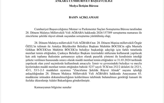 Özgür Özel ve Veli Ağbaba'nın Dokunulmazlıkları Kaldırılıyor