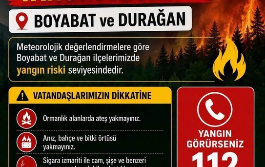 Sinop'ta Yangın Riski Uyarısı