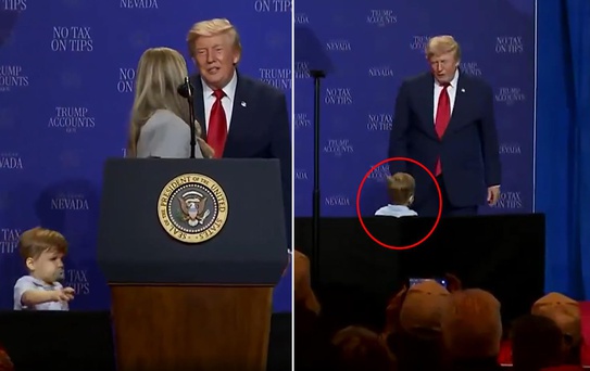 Trump küçük çocuğu son anda kurtardı! Biden göndermesi etkinliğe damga vurdu