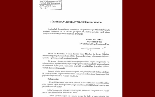 MHP'li Ersoy'dan Ulaşım Sorunu İçin Önerge