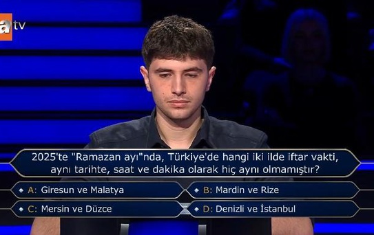 2025'te 'Ramazan ayı'nda, Türkiye'de hangi iki ilde iftar vakti, aynı tarihte, saat ve dakika olarak hiç aynı olmamıştır?