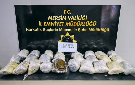 Mersin'de 15 kilo esrar ele geçirildi