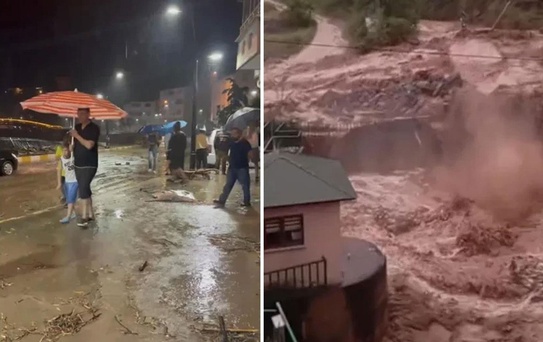 Giresun’u fırtına ve sağanak vurdu: Dereler taştı, yollar göle döndü