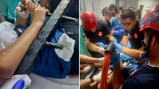 Ağaçtan düşen 13 yaşındaki çocuğun vücuduna demir korkuluk saplandı