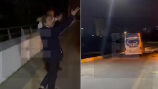 Yolcu otobüsünde skandal olay! Genç kadını otobanda indirip darbettiler