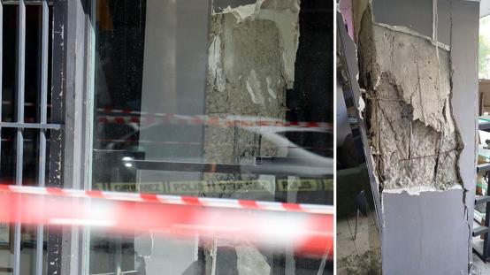 7 katlı apartmanın taşıyıcı kolonu bomba gibi patladı