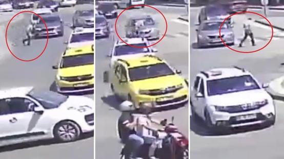 Otomobil çarptı, hiçbir şey olmamış gibi yoluna devam etti