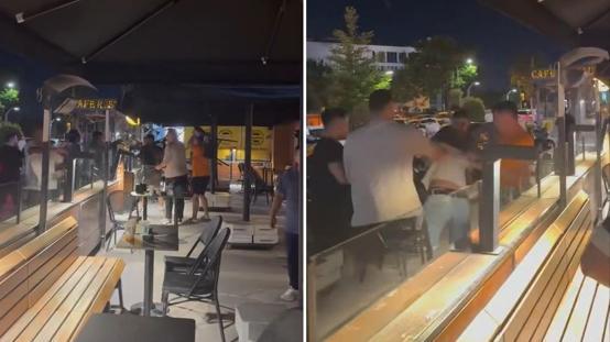 İki grup birbirine girdi, cadde boks ringine döndü