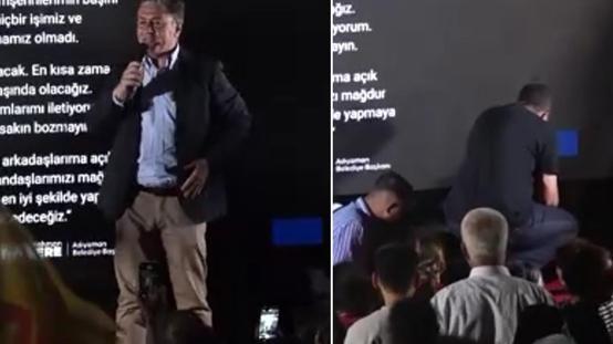 CHP Grup Başkanvekili Murat Emir sahneden düştü