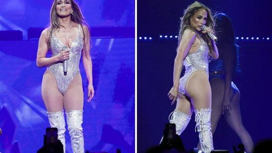 Jennifer Lopez, cesur sahne kıyafetiyle Madridi salladı