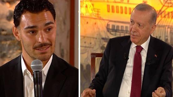 Cumhurbaşkanı Erdoğan ile milli futbolcu Kaan Ayhan arasında gülümseten diyalog