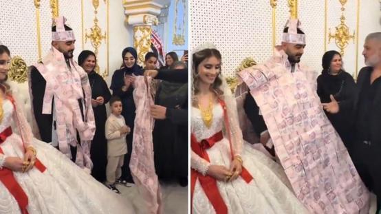 Yok böyle düğün! Damada, servet giydirdiler