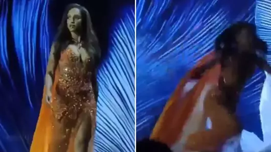 Kainat Güzeli Yarışmasında Jamaikalı güzel sahneden düştü