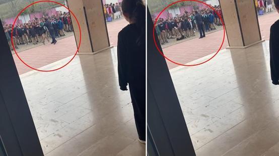 İnfial yaratan görüntü! Okul müdürü yakasından tuttuğu öğrenciyi yere savurdu