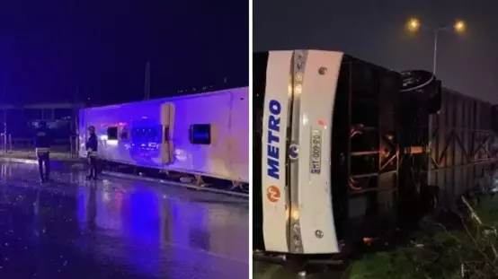 Samsunda yolcu otobüsü devrildi! Çok sayıda yaralı var