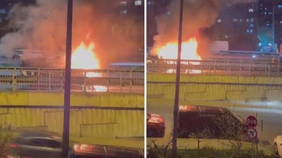 Okmeydanında ticari takside yangın: Yolcular son anda tahliye edildi