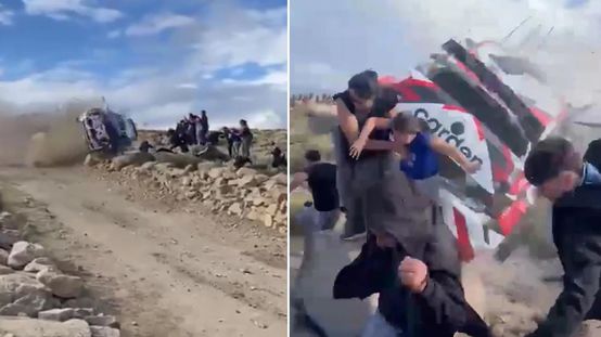 Rallide korkunç kaza! Araç seyircilerin arasına daldı