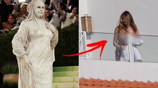 Heidi Klum balkonda üstsüz yakalandı