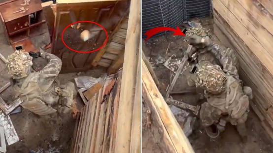 Tatbikatta tehlikeli anlar! El bombası atıldı, askerler kapıda sıkıştı