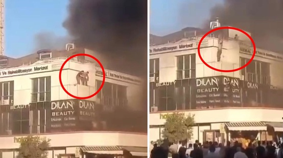 Ataşehirde markette çıkan yangın üst katlara sıçradı; mahsur kalanlar çatıdan atladı