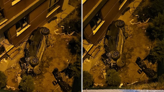 Eyüpsultanda alkollü olduğu iddia edilen sürücü binanın 3. katına çarptı, 2 kişi yaralandı