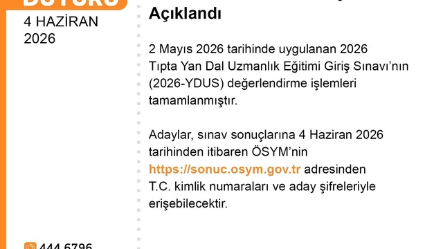 YDUS Sınav Sonuçları Açıklandı