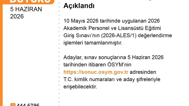 ALES Sonuçları Açıklandı