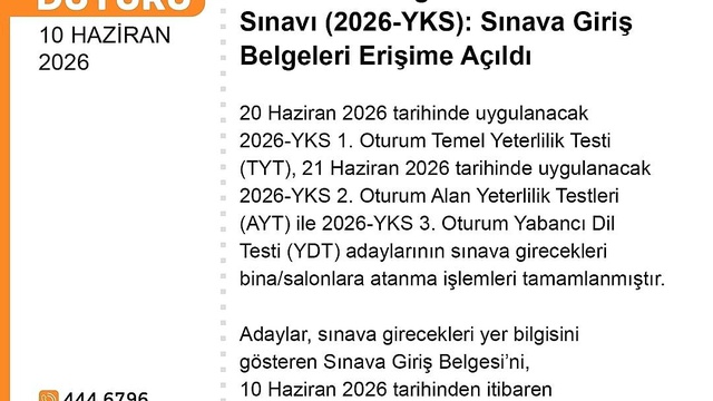 2026-YKS Giriş Belgeleri Yayınlandı