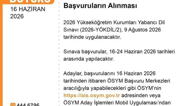 YÖKDİL Sınavı Başvuruları Başladı