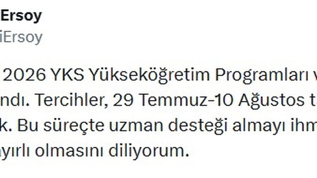 2026 YKS Tercih Tarihleri Açıklandı