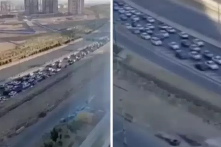 İsrail saldırıları sonrası Tahran’da araç kuyrukları oluştu Trafik durma noktasına geldi
