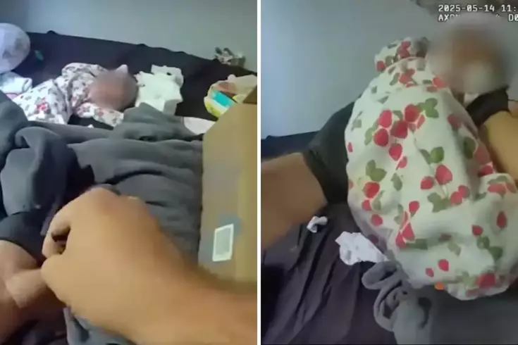 Annesi öldükten sorna günlerce aç ve susuz kalan bebek polisler tarafından kurtarıldı