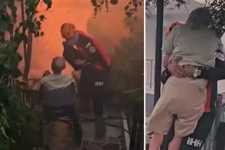 İzmir’deki yangından duygu dolu görüntüler: Mahsur kalanları ekipler böyle kurtardı
