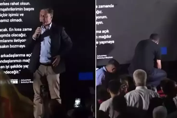 CHP Grup Başkanvekili Murat Emir sahneden düştü