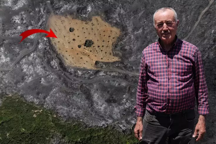 Ödemiş’te şaşırtan görüntü Bir tek Ahmet Türk’ün arsası yanmadı