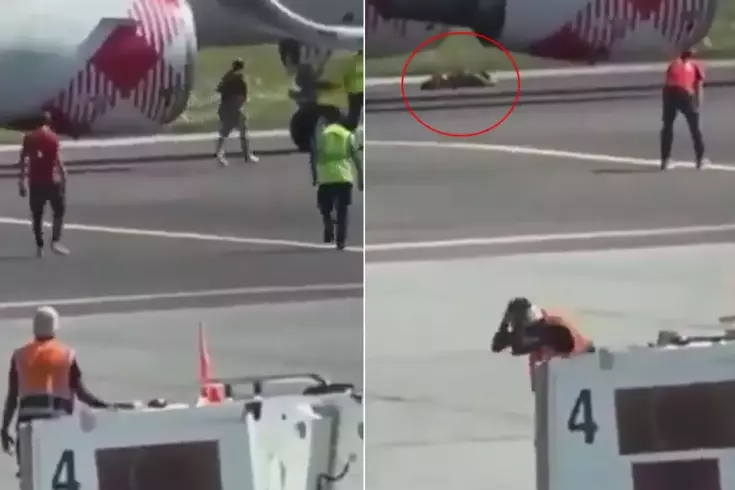 Apronda dehşet Koşarak uçağın motorunun içine atladı