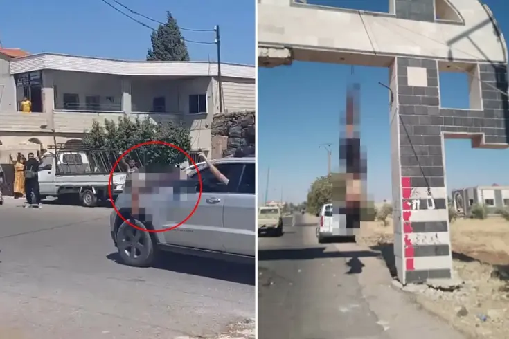 Bölgeden gelen görüntüler korkunç Dürziler, öldürdükleri Arapları araba önünde gezdiriyor