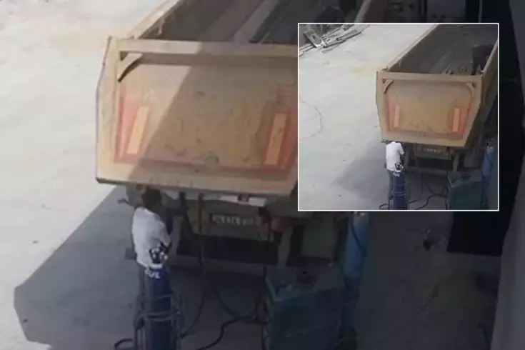 Feci ölümün kamera kaydı Damper kapağı başına çarptı