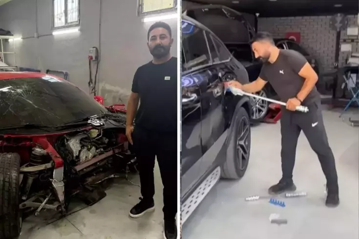 Ferrari’yi perte çıkartan ustadan yeni skandal Bu kez aracın boyasını kaldırdı