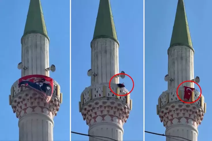 Kenti karıştıran bayrak provokasyonu Görüntü elden ele dolaşıyor