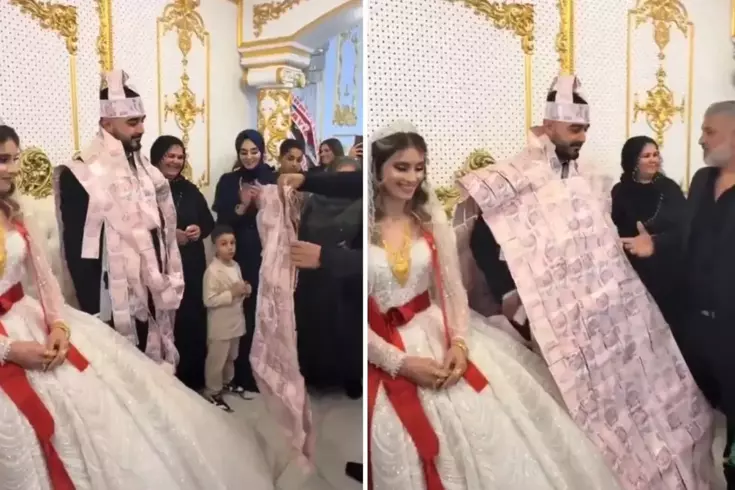 Yok böyle düğün Damada, servet giydirdiler