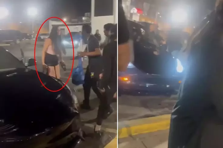 Alkolü fazla kaçıran genç kadın, araçla kalabalığın arasına daldı