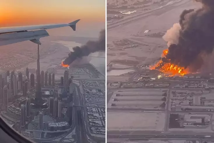 Yolcu uçağındaki turist İran’ın vurduğu dev fabrikayı görüntüledi