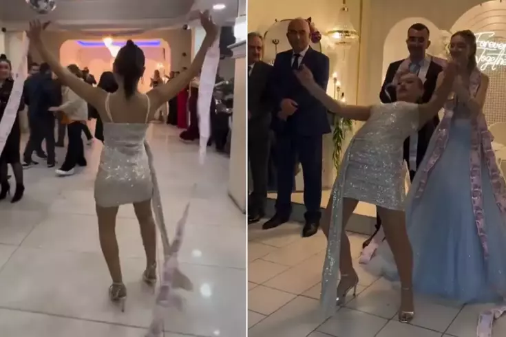Böyle takı töreni görülmedi Dansı davetlileri mest etti