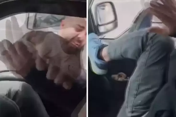 Kamyonetin yanına geldi, sürücüye camdan dehşeti yaşattı