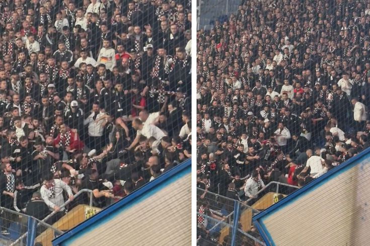 Beşiktaş taraftarları derbiyi bırakıp birbirini yumrukladı