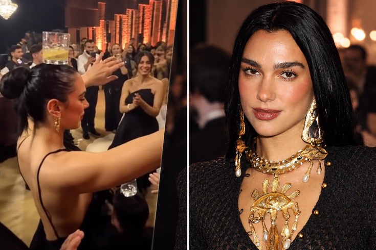 Dua Lipa kuzeninin düğününde döktürdü! Başındaki bardakla dans etti