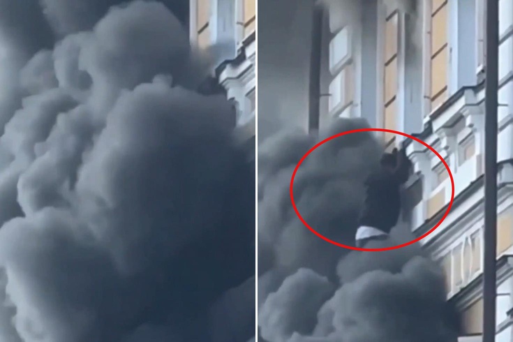 Kiev Bilimler Akademisi'ne dron saldırısında akademisyenler yangından kaçmak için pencerelerden atladı