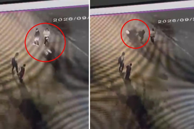 Kızıyla ekmek almaya giderken motosiklet çarptı! Korku dolu anlar kamerada
